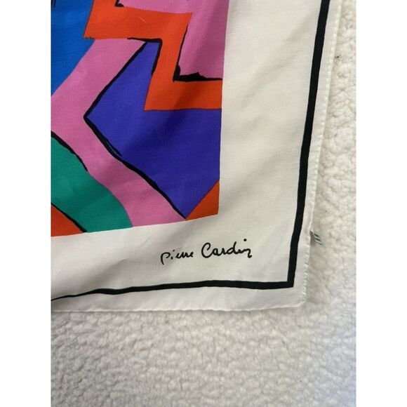 Vintage Pierre Cardin Scarf Womens Large Multicolor Abstract 100% Silk Italy 80s - Picture 3 of 10